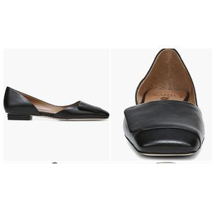 SARTO BY FRANCO SARTO Women's Black Leather Tracy Square-Toe Slip-On Flats SZ 10